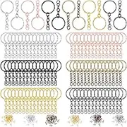 Hotop 360 Pcs Key Rings for Crafts Keychain Making Kit Including 90 Open Jump Rings Connectors,180 Small Screw Eye Pins Hooks for DIY Keychain Supplies(25 mm,Mixed Color)