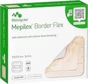 Mepilex Border Flex 7.5x7.5cm Box of 10 | Self-adherent soft silicone foam dressing with border | Designed to stay on for several days to promote a moist wound healing environment