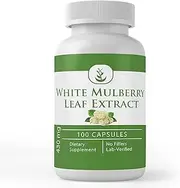 White Mulberry Leaf Extract, 660mg Serving, 100 Capsules, Premium Quality & 100% Pure with No Fillers or Additives, Non-GMO & Gluten-Free, Naturally Sourced, Lab Verified, Made in The USA