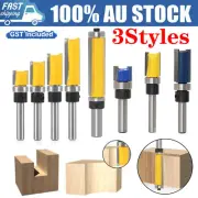 UP4Pcs 1/4" Shank Flute Flush Trim Router Bit Set Top Bearing Milling Cutter Kit