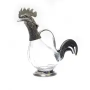 Arte Italica 95% Pewter Glass Rooster Decanter Pitcher 11.5"