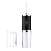Electric Water Flosser Cordless for Teeth 3 Modes 4 Jet Tips Cleaning and Flossing Water Dental Portable Floss Irrigator Oral Water Flossed, Black