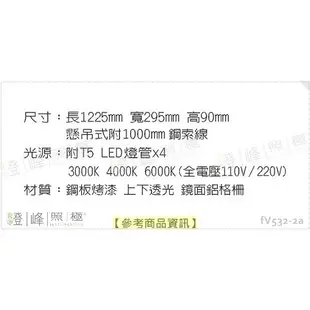 【日光燈】T5 LED 80W 4呎 四管 節能燈具．鋼板烤漆 上下透光 鏡面鋁格柵 吊式【燈峰照極】#fV532-2