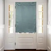 sourcing map Blackout Door Curtains, French Side Door Window Curtain for Privacy, Glass Patio Front Doors Sidelight Tie Up Shade, Light Blue, 26" x 49", 1 Panel