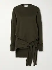 [Stella McCartney] Stella McCartney - Tie-front Layered Wool Sweater - Army green - large large Green