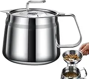 Grease Container with Strainer | Cooking Grease Can,Large Capacity Reusable Oil Filter Vessel with Fine Mesh Strainer for Home Kitchen Frying Cooking Outdoor Camping