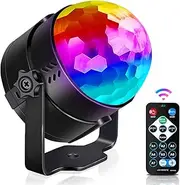 ZonQoonz Disco Lights Disco Ball 3W 7 Colours Strobe Stage Light with Remote Control Sound Activated for Party Pub Wedding Club Show Xmas