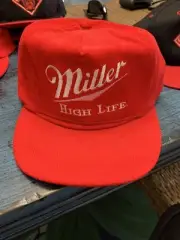 Miller High Life Vintage Hat Cap Corduroy Red Brewing Company Snap Back NOS NEW