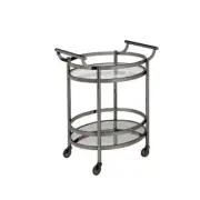 Bowery Hill 2-Shelf Glass/Metal Frame & Handles Serving Cart in Clear/Black