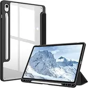 [FINTIE] Hybrid Slim Case for Samsung Galaxy Tab S9 FE 5G 10.9 Inch/Galaxy Tab S9 11 Inch 2023 with S Pen Holder, Shockproof Cover with Clear Transparent Back Shell, Auto Wake/Sleep, Black