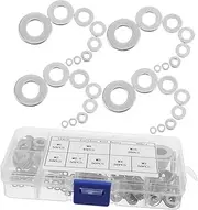 TEMPNAP 360pcs Metal Gaskets Steel Washer for Bolts Lock Washer Assortment Silver Stainless Steel