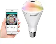 Security Light Bulb Camera,Full HD 1080P Wireless Wi-Fi IP Camera, 360 Degrees Bluetooth Music Speaker CCTV Cameras with Motion Detection/Night Vision/Remote Viewing/Two-Way Audio