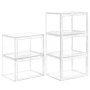 5 Pack Clear Stackable Shoe Organizer Box with Lids, Acrylic Shoes Box with M...