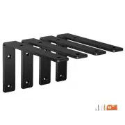 4-Pack 6 Inch Heavy Duty Shelf Brackets, Premium Floating L Bracket for Wall,...