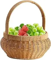 Woven Fruit Basket | Snack Organizer | Wicker Decorative Storage Round Imitation Rattan Baskets Bowls with Handles Pantry Bins for Dining Room