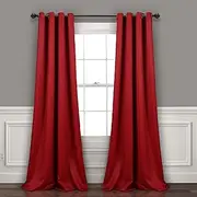 Lush Decor Insulated Grommet Blackout Window Curtain Panels, Pair, 52" W x 84" L, Red - Classic Modern Design - Chic Window Decor - Long Curtains for Living Room, Bedroom, Or Dining Room