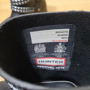 Hunter Festival 2012 Stud Short Boots 黑色二手雨鞋