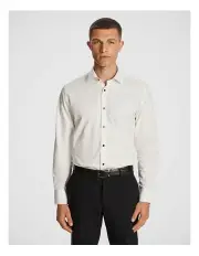 [yd.] Revolt Twill Textured Regular Fit Dress Shirt in White