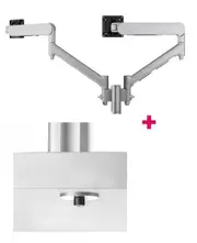Atdec AWMS-2-D13 Dual 690mm Dynamic Monitor Arms + 135mm Post / 8kg Flat and Curved Screens + Bolt-Through Desk Fixing, Silver AWMS-2-D13-B-S