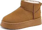 [Rumkok] Winter Boots Women's Warm Lined Snow Boots Winter Boots Comfortable Slip On Boots Ankle High Women's Boots Winter Waterproof Fur Boots for Outdoor Use
