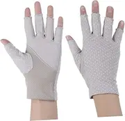 [TOGEVAL] Uv Protection Gloves for Women Lightweight Thin Half Finger Gloves Water Resistant Set for Outdoor Activities (Grey)