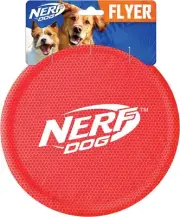 Nerf Dog Nylon Flyer Toy, Flying Disc, Lightweight, 9 in Flyer, Red
