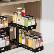Pull Out Spice Rack Organizer for Cabinet, 2-Tier Heavy Duty Slide Out Spice Rac