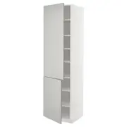 METOD high cabinet with shelves/2 doors, white/Havstorp light grey, 60x60x220 cm
