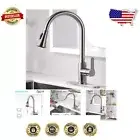Durable Single Handle Kitchen Faucet with Pull-Down Sprayer - Easy Install