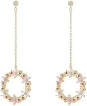 MAYJAI S925 Silver Needle Shining Zircon Versatile Flower Ring Earrings, Anti Allergy Female Earrings