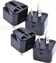 Shengsenfu 4 Pack Universal Travel Adapter : US/UK/EU/India to AU Plug Converter, Semi-Insulated Power Pins, Flame-Retardant Plastic & Nickel-Plated Copper, for Travel & Easy Portability (Black)