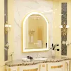 Elegant Arch Gold Bright LED Bathroom Mirror Vanity Makeup Mirror Antifog Dimmer