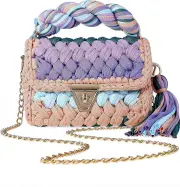 Morakot Women's Knit Clutch Purse Evening Clutch Bag for Women Handle Tote Purse Crochet Wedding Party Purse Muti Purple