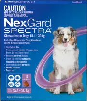 Spectra Chewables for Dogs 15.1-30kg Flea Tick Worm Protection 3 Pack