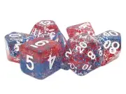 Old School 7 Piece DnD RPG Dice Set: Particles - Red Fish Blue Fish