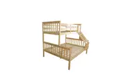 Design Square Wooden Timber Solid Pine Single Over Double Size Bunk Bed Frame - Oak