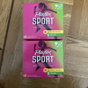 2 X Playtex Sport Tampons Fragrance free - Regular 48 Ct Each - Free Shipping