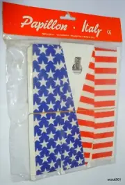 Vintage MOC 1976 Bi Centennial Stars & Stripes Suspenders Milano Italy Papillon