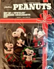 Malina Peanuts SNOOPY Christmas Ornaments Kit Sterilized RARE 4 in Set