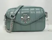 NWT Tory Burch 135751 Small Kira Patent Camera Bag in Light Arctic MSRP $498