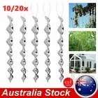 10/20X Bird Repellent Wind Twisting Scare Rods Reflective Spiral 30cm Long ⁌