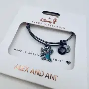 Alex & Ani Disney Parks Stitch Black Tone Gunmetal Silver Bangle Bracelet NEW