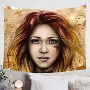 Beautiful Art Drawing Quiline Graceful Girl Tapestry