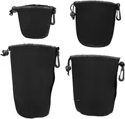 jojofuny 4pcs Camera Lens Storage Pouch: Black Waterproof Camera Sling Bag - Protective Fabric Lens Case for Home Use