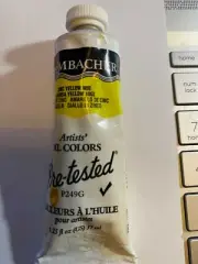 Grumbacher Pre-tested Zinc Yellow Hue oil paint color 37 mL- Made in USA