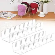 Baseball Cap Rack, 2-piece Installation-free Acrylic Hat Storage Box, Can Hold 14 Baseball Caps, Baseball Cap Rack, Display and Storage Box for Bedroom, Wardrobe, Dresser, Office (black*2)