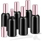 6 Pack 100ml/3.4oz Glass Spray Bottles Empty Perfume Atomizer Liquid Container with Fine Mist Sprayer & Rose Gold Cap for Essential Oil Perfume Travel (1 Pipette+1 Funnel)