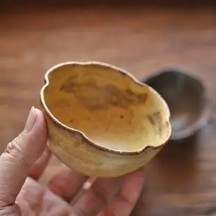 日本原裝進口 手工黃瀨戶鐵線復古風陶缽 手繪傳統水杯日式茶器