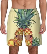 [JHLMN] Men's Swim Trunks Quick Dry Board Shorts Drawstring Beach Short Funny Pineapple Bathing Suit for Men