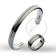 Titanium Gift Set Titanium Bangle &Titanium Wedding Ring Band Set-Medium Bangle